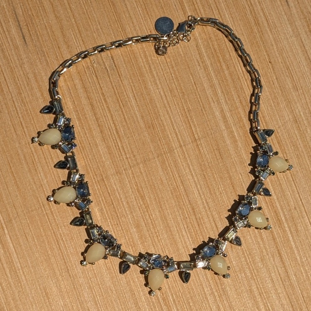 White House Black Market Necklace Gold‎  Cream Stone Statement Fashion Jewelry